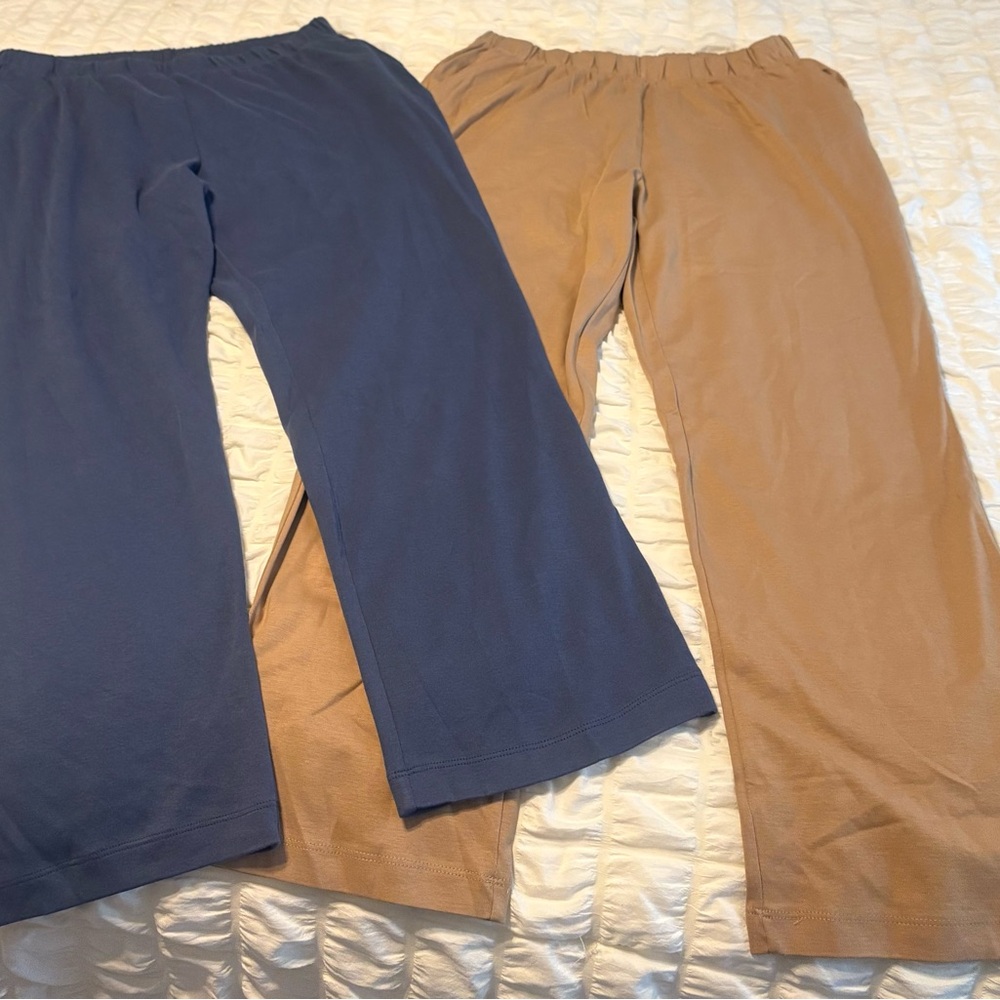 2 Lands End Sport Knit High Rise Pants large NWOT